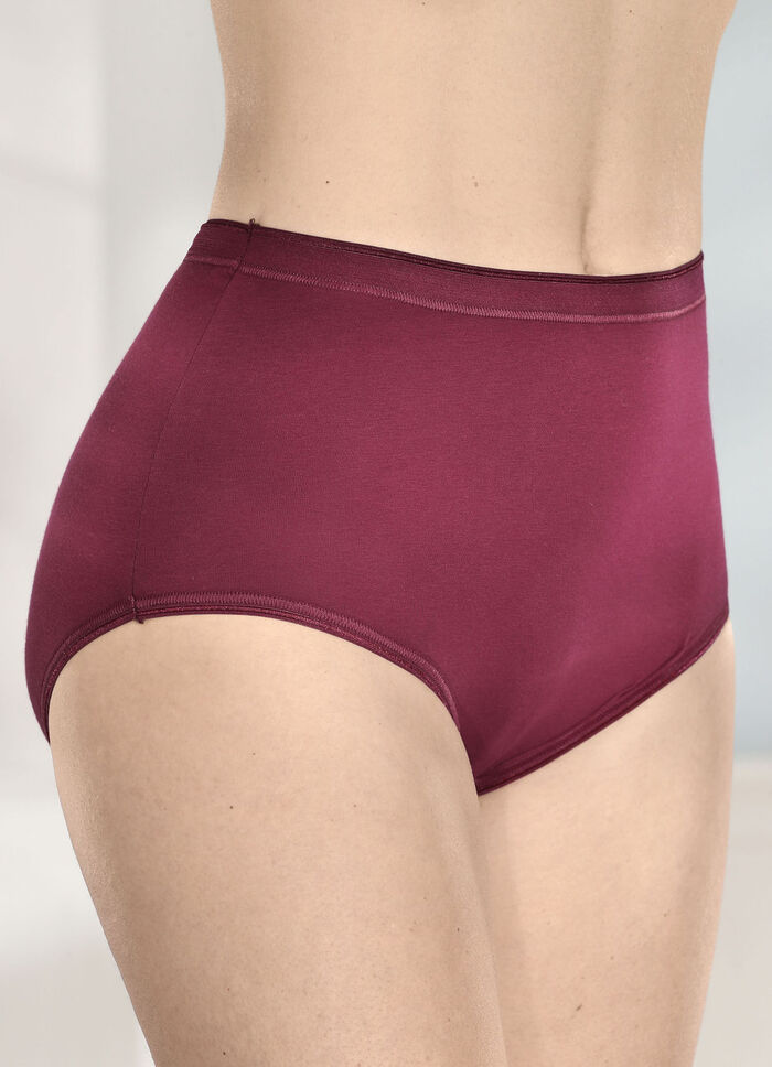 brio lingerie vijf-pack slips met elastische boorden 3X BORDEAUX, 2X SCHWARZ