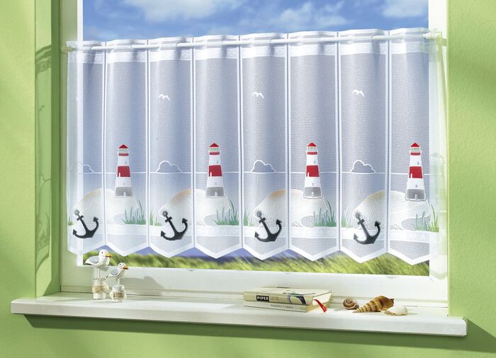 Kort gordijn met doorvoer voor roede 