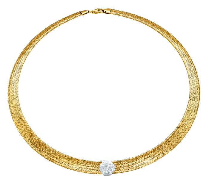 Elegante Superflex choker met middengedeelte in witgoud 