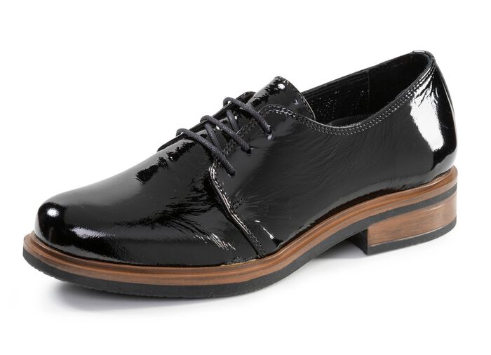 Andrea Conti veterschoen van elegant verfrommeld lakleer ZWART