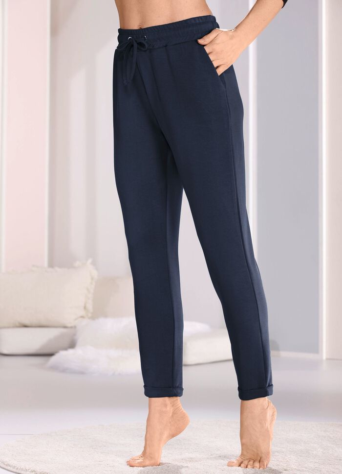 Slaap- en vrijetijdsbroek met zakken en brede elastische tailleband 