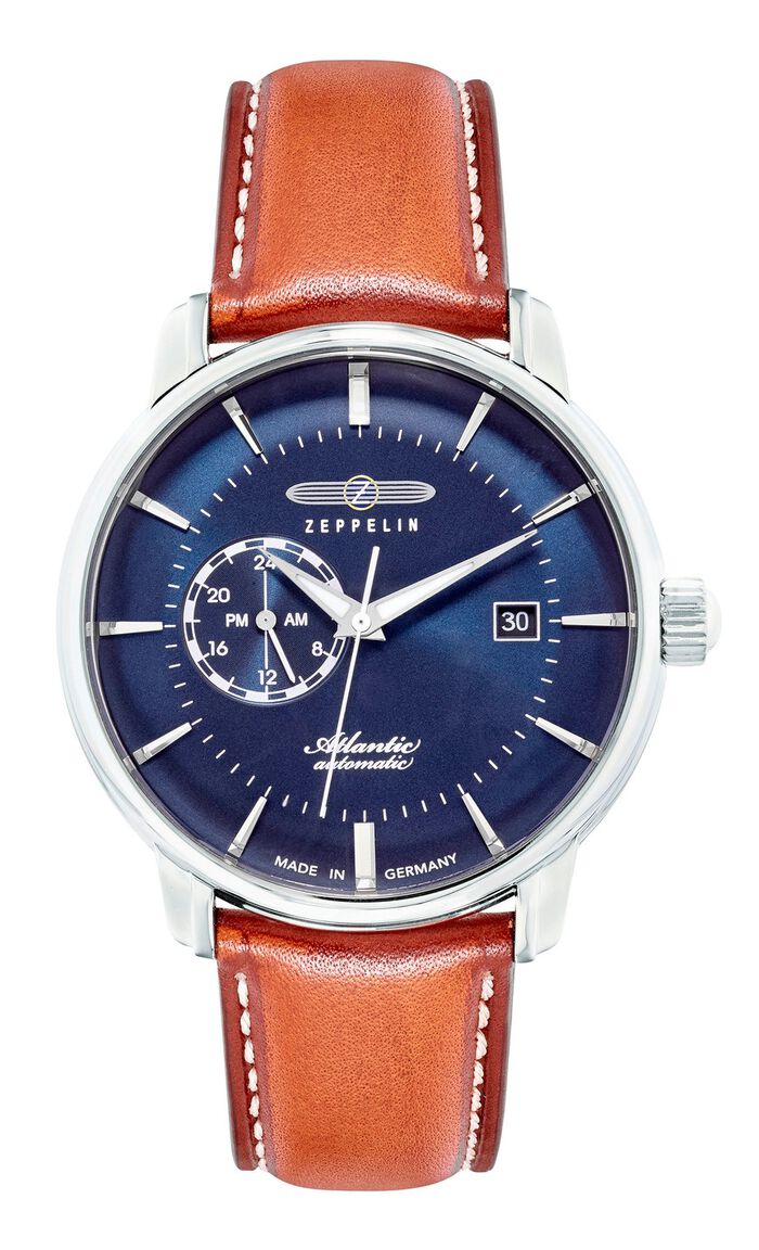 Zeppelin automatisch herenhorloge met roestvrijstalen kast en leren band 