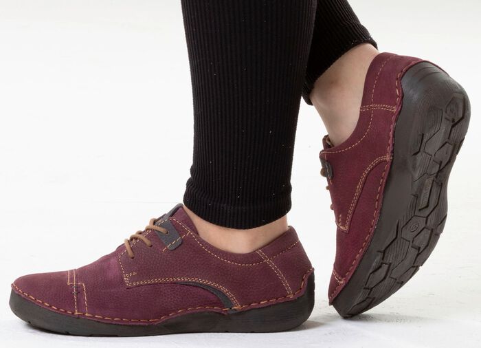 Josef Seibel, klassieke dames veterschoenen, breedte G, met uitneembaar voetbed BESSENGRIJS