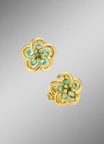Vergulde oorknopjes met echte smaragd 