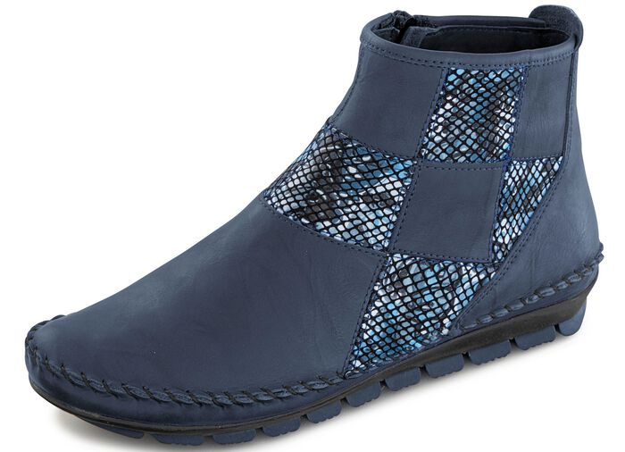 Gemini mocassin enkellaarsjes met een moderne gekreukelde structuur BLAUW