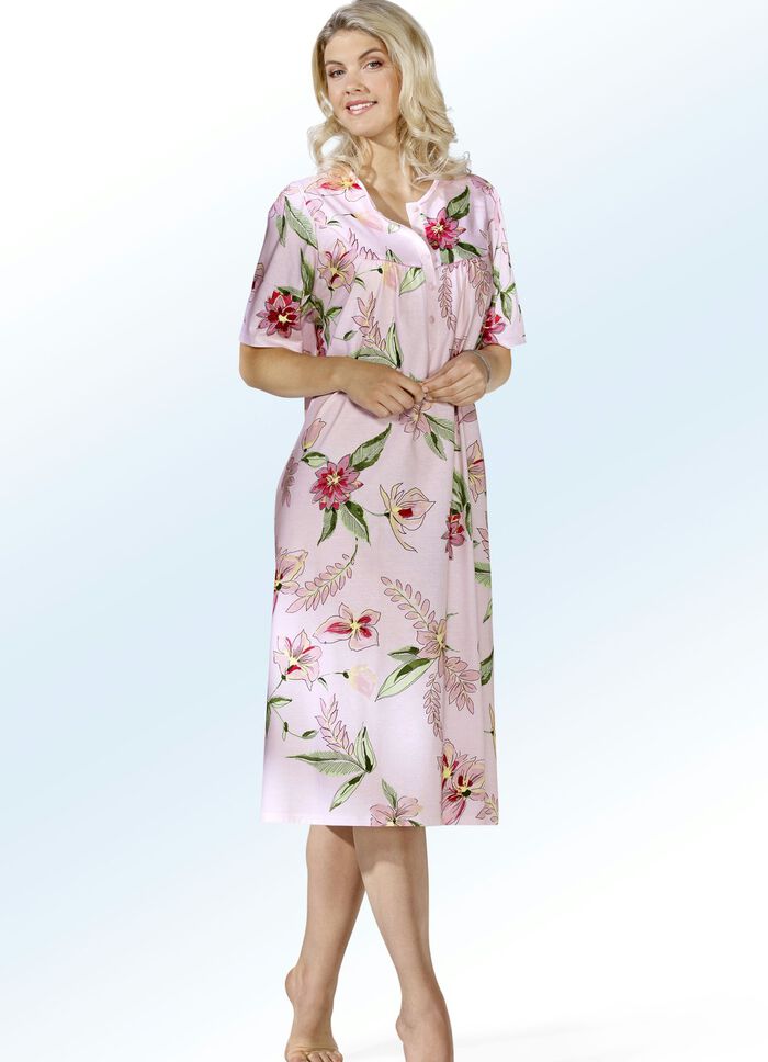 Nachtjapon met voorpand en plooitjes 