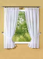 Set zij-overgordijnen met borduurwerk van Plauen WIT