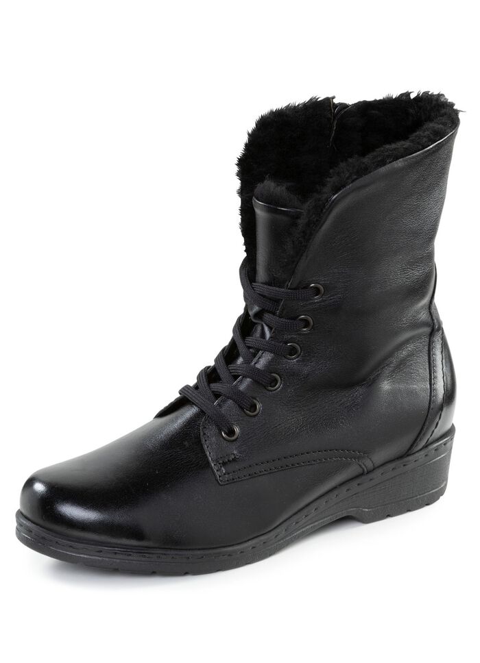 ELENA EDEN enkellaarzen met veters en omslagkraag van lamsleer 