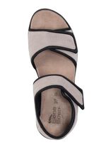 ELENA EDEN sandaal gemaakt van zacht nubuckleer en zwart elastisch materiaal BEIGE