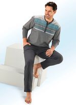Hajo Klima comfortpyjama met knoopsluiting en garengeverfde strepen 