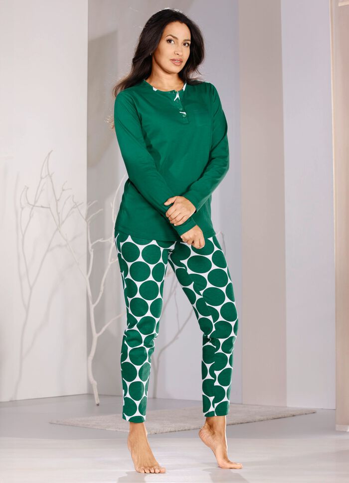 Tweepak pyjama's met knoopsluiting, lange broek en zakken 