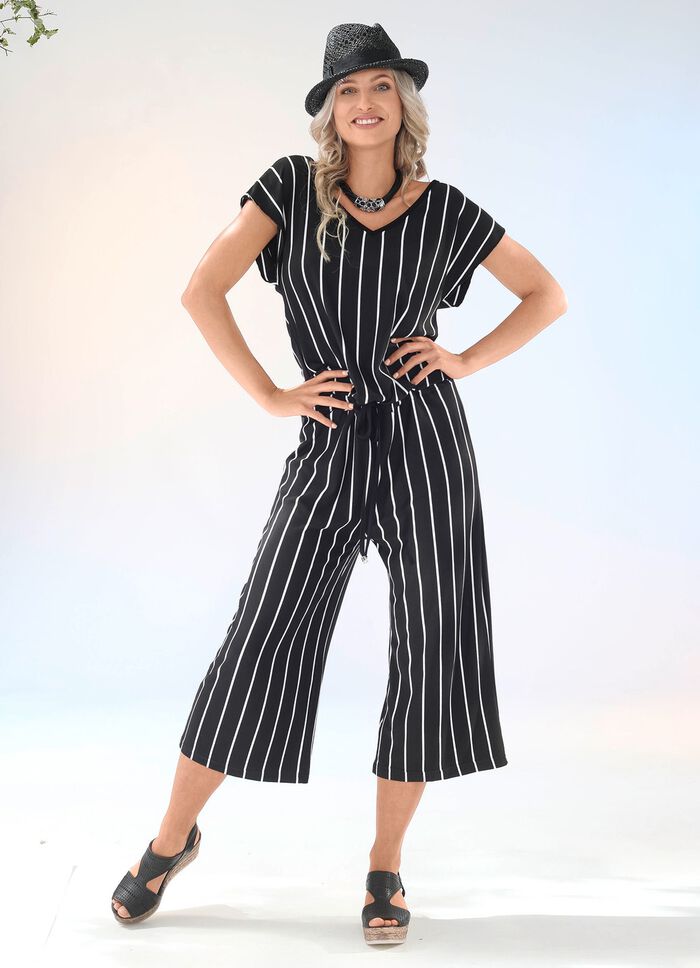 Jumpsuit met allover gestreept dessin 
