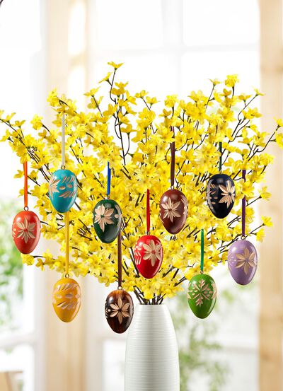 Handgesneden eierhangers, set van 10 