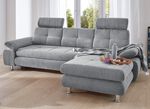 Mooie gestoffeerde hoekbank met slaapfunctie GRIJS