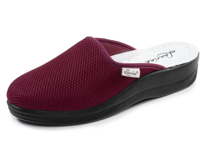 Laurina, duopack, klassieke damespantoffels, breedte G, gemaakt van meshmateriaal 1X BORDEAUX, 1X SCHWARZ