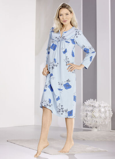 Nachthemd, kuitlengte met knoopsluiting 