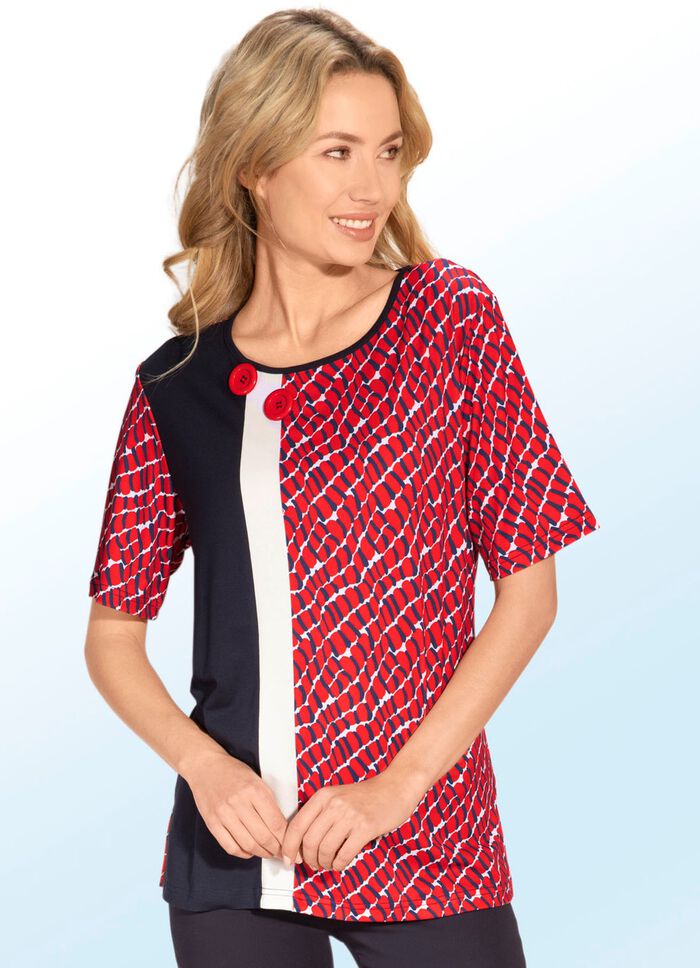 Overhemd met all-over patroon en decoratieve knopen 