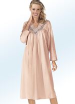 Nachthemd, met lange mouw en V-hals PERZIK