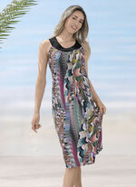 Mouwloze jurk met een schitterend gekleurd printdessin 