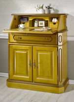 Deels massieve secretaire met metalen handgrepen 
