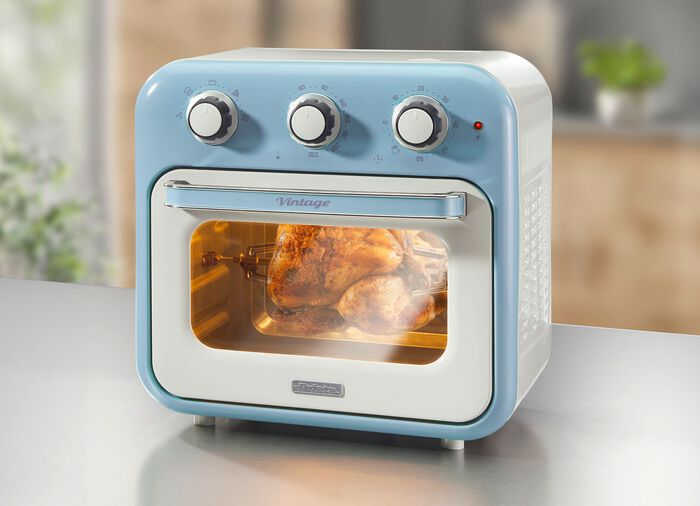 Ariete 2-in-1 heteluchtoven in vintage design BLAUW