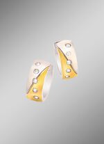 Creolen in twee kleuren met synthetische zirkonia 