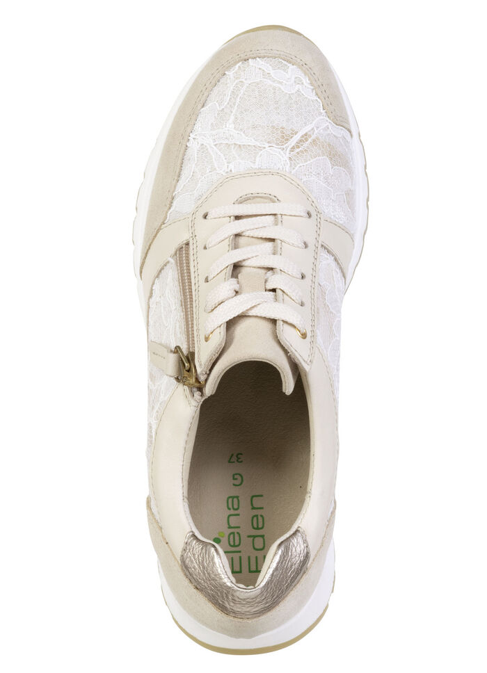 ELENA EDEN, elegante damessneakers, breedte G, met uitneembaar voetbed BEIGE-WEISS