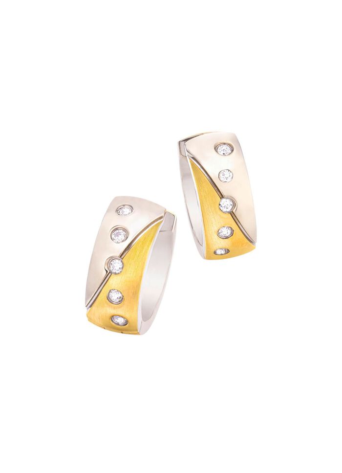 Creolen in twee kleuren met synthetische zirkonia 