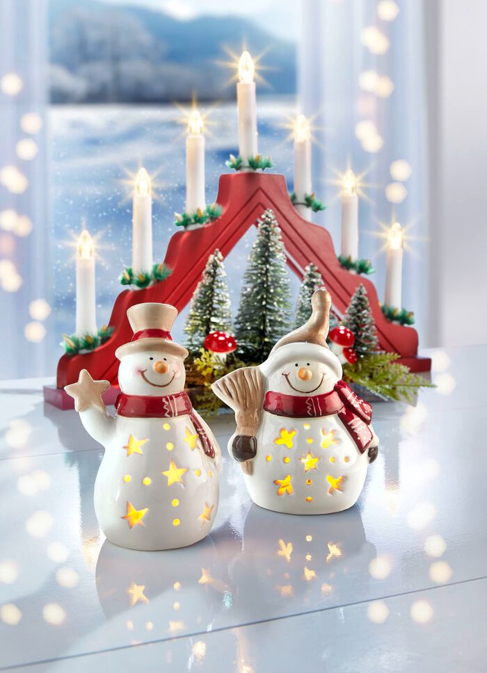 Verlichte sneeuwmannen, set van 2 