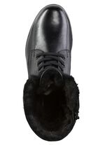 ELENA EDEN enkellaarzen met veters en omslagkraag van lamsleer ZWART