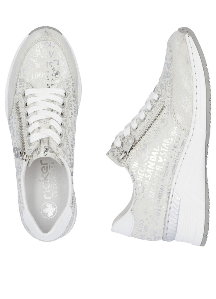 Rieker vetersneakers gemaakt van bedrukt synthetisch materiaal LICHTGRIJS-ZILVER