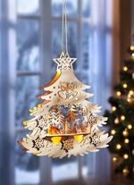 Verlichte houten raamafbeelding 