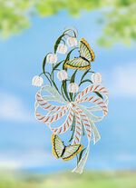 Raamafbeelding met lelietje-van-dalen-motief 