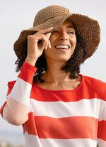 Zomerse dameshoed van papierstro met decoratief koord KAMEEL