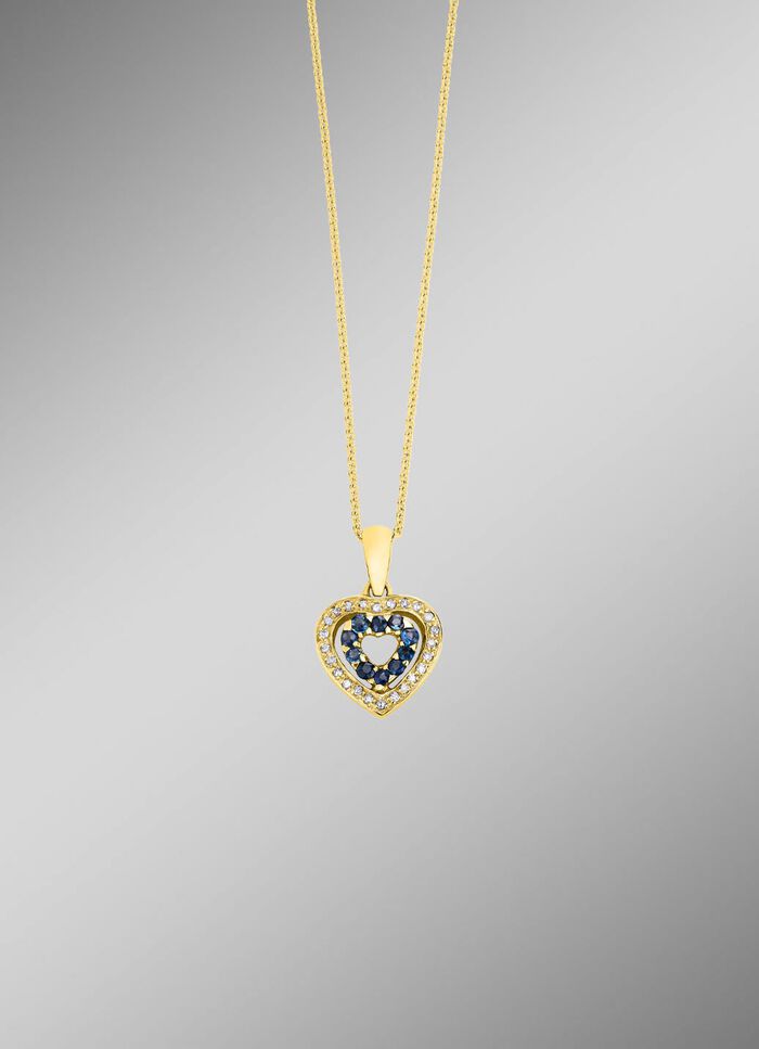 Hanger met synthetische zirkonia en blauwe sierstenen 