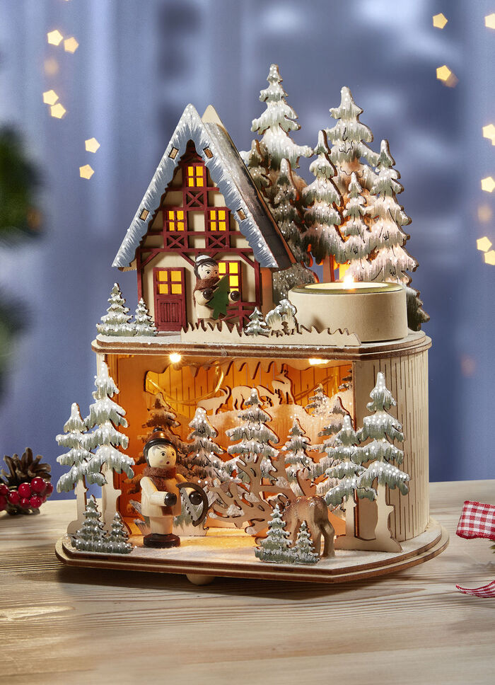 Verlicht winterbostafereel met timerfunctie 