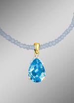 Kettinghanger met echte blauwe topaas en diamanten 