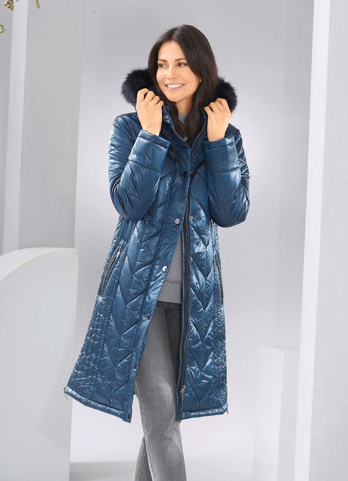 Jas met figuurflatterend quiltwerk in de lengte AZUURBLAUW