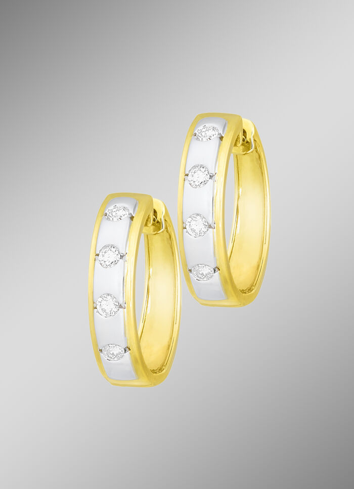 Tweekleurige creoolse oorbellen met briljanten