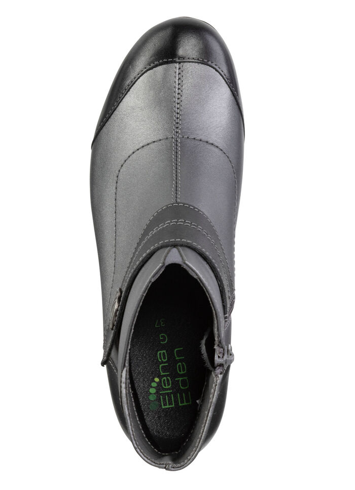 ELENA EDEN, elegante dames enkellaarsjes, breedte G, met uitneembaar voetbed OUD ZILVER-ZWART