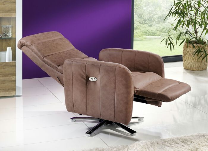 Relaxfauteuil met metalen frame in chroom-look BRUIN
