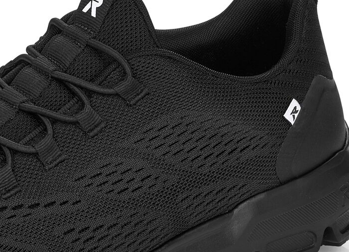 Rieker sneakers met elastische decoratieve vetersluiting ZWART