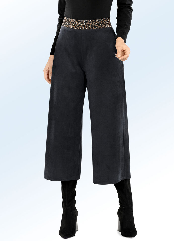 Zachte, soepel vallende culotte in suède-look ZWART