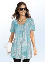 Lang shirt met plooien in 3 kleuren MUNT WIT