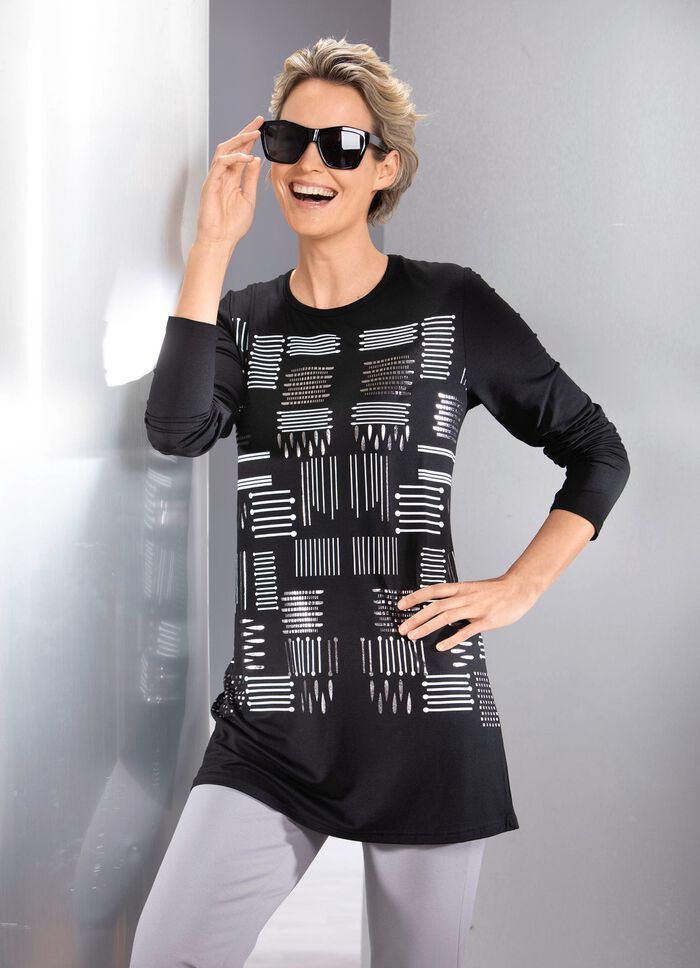 Lang shirt met contrasterende print 