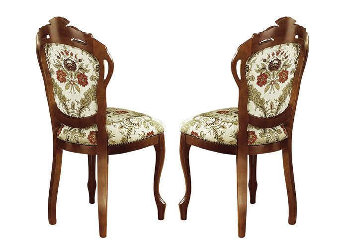 Eetkamerstoelen of fauteuils van notenhout BEIGE MET PATROON