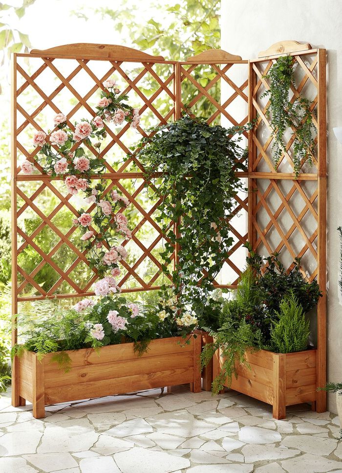 Plantenlatwerk van ge&iuml;mpregneerd grenenhout 