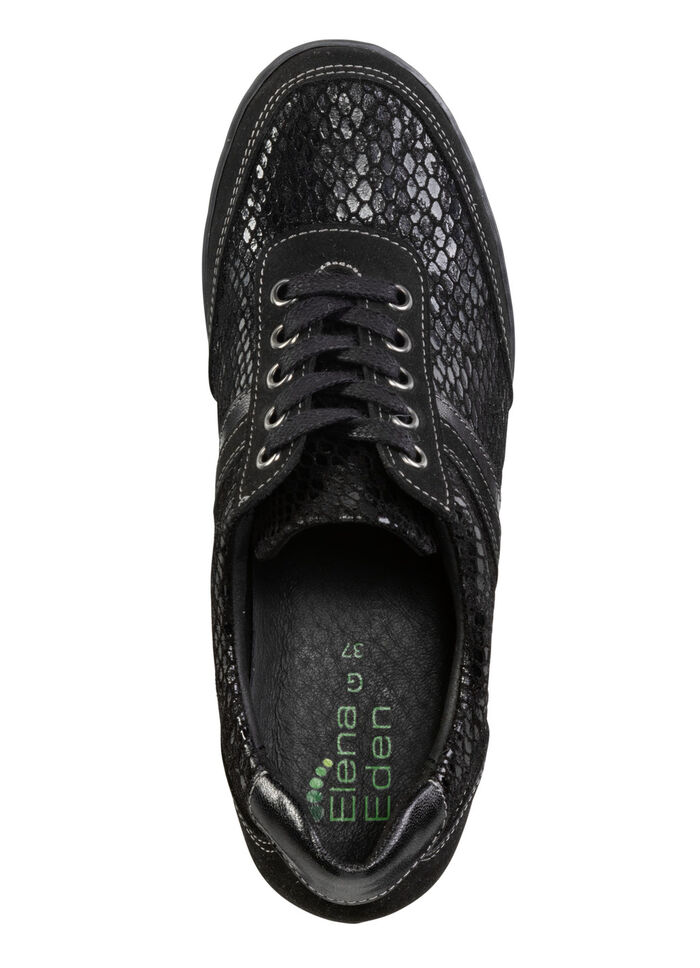 ELENA EDEN veterschoen met nappaleren details ZWART