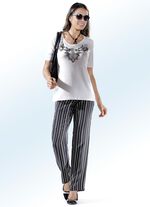 Broek met trendy streepjesmotief ZWART-LICHTBEIGE