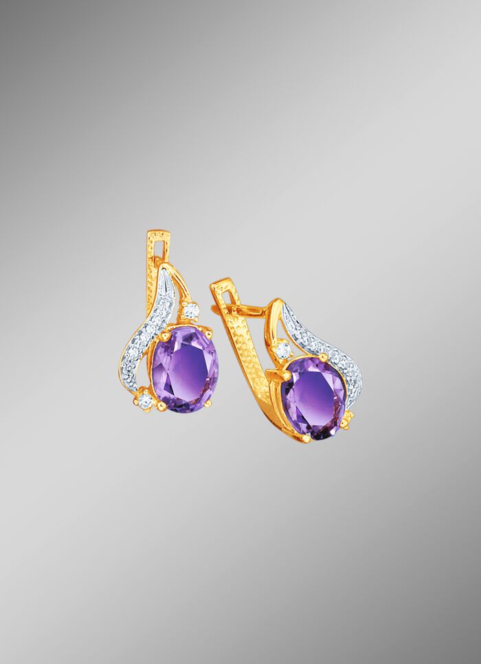 Oorbellen met echte amethist 